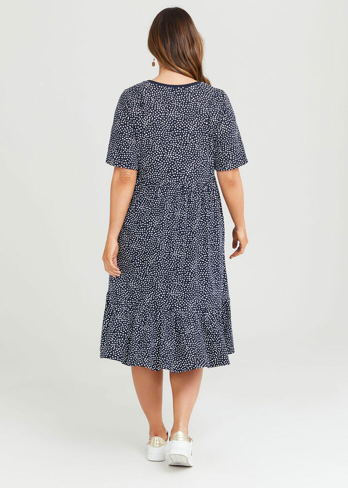 Shop Plus Size Cotton Tiered Spot Dress in Blue | Taking Shape AU