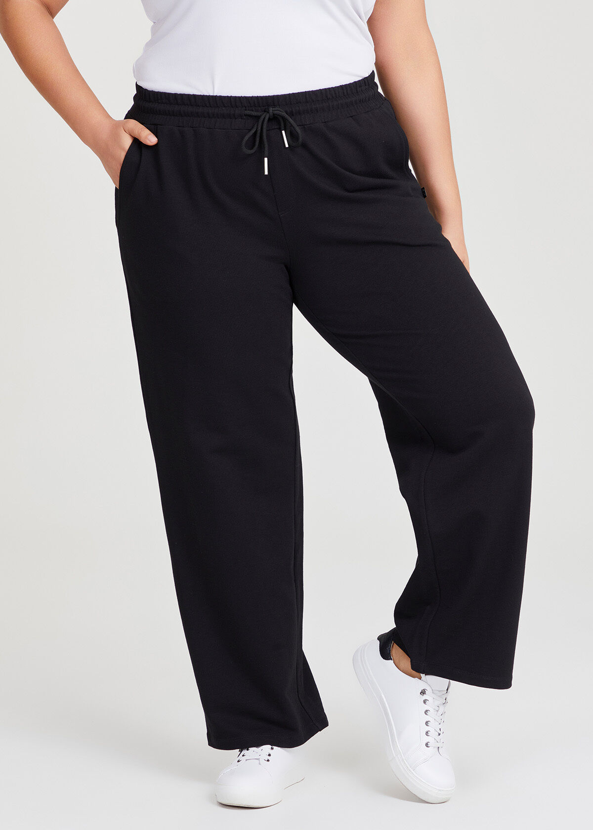 Shop Plus Size Straight Leg Lounge Pant in Black Taking Shape UK