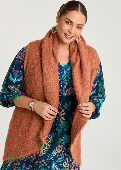 Plus Size Mottled Cascading Vest