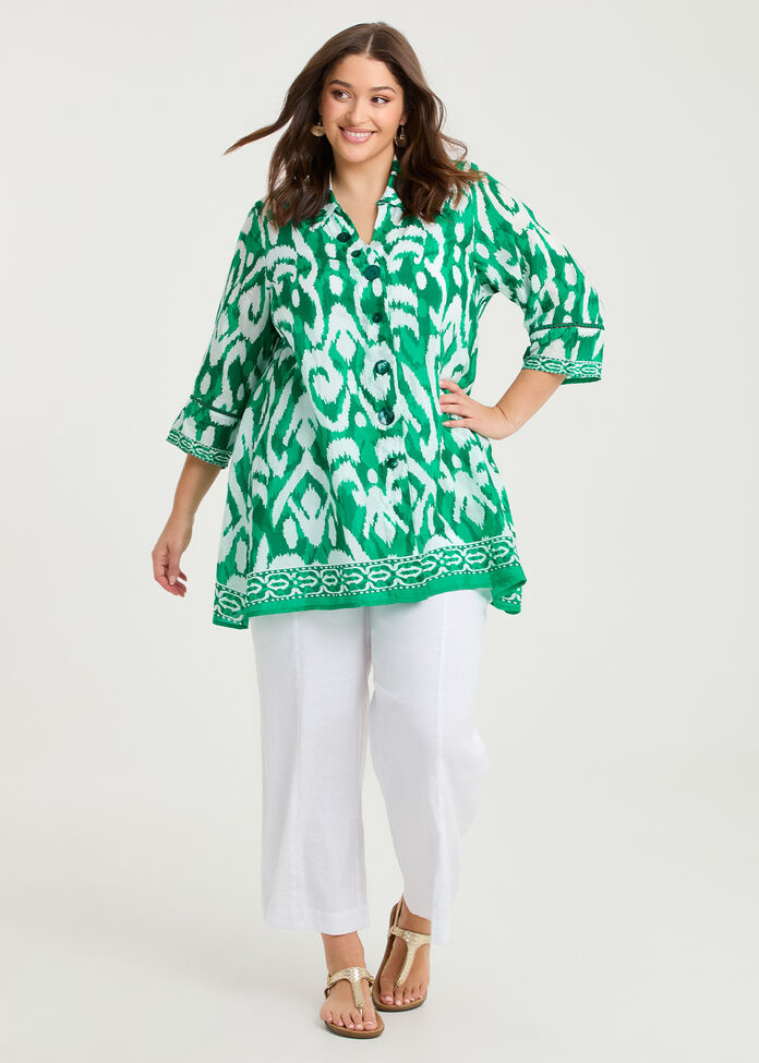 Ikat Border Natural Shirt, , hi-res
