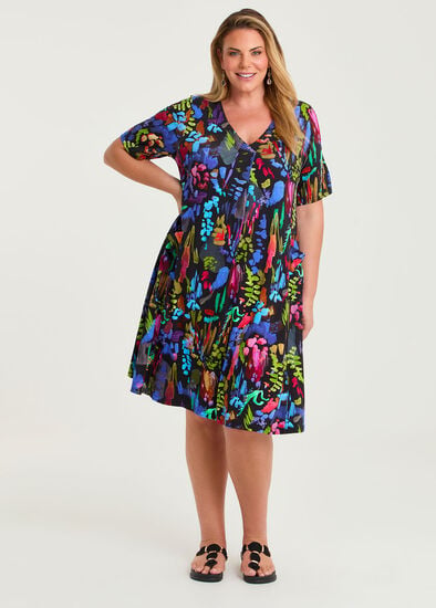 Plus Size Natural Leni Brushstroke Dress