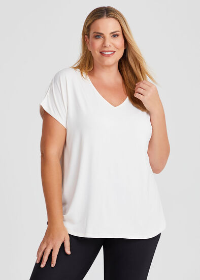 Plus Size Natural Everyday V-neck T-Shirt