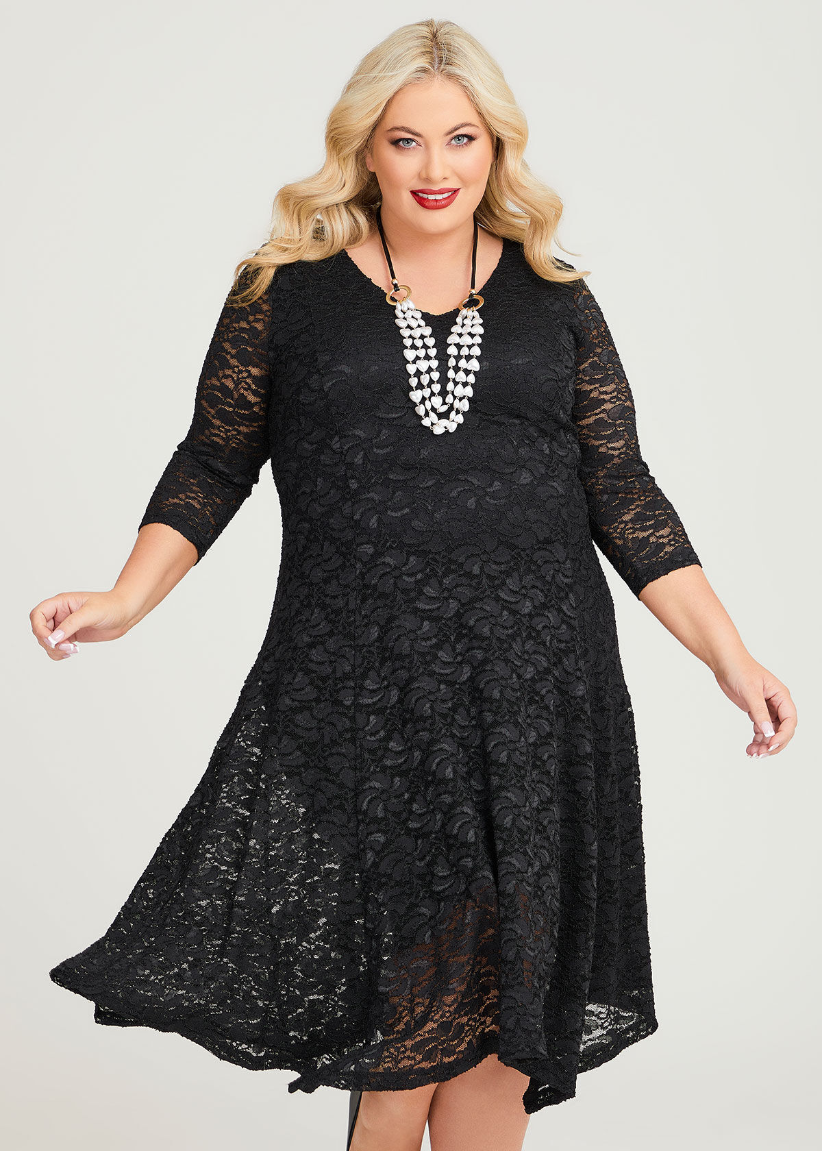 Black lace cocktail dress plus size hot sale
