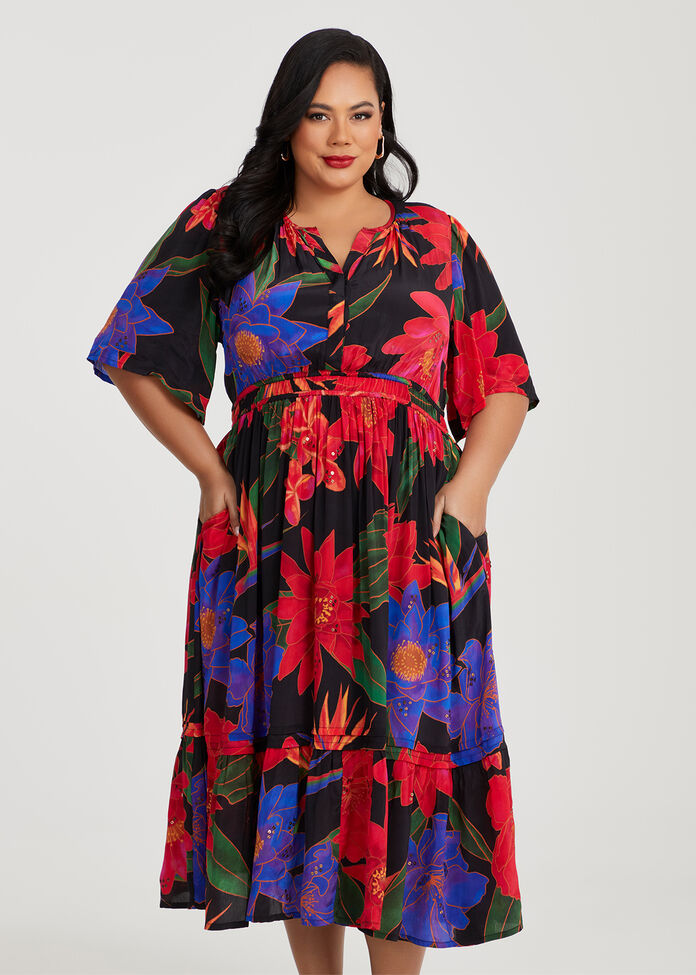 Natural Dahlia Maxi Dress, , hi-res