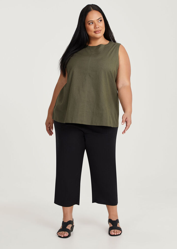 Cotton Linen Sleeveless Top, , hi-res