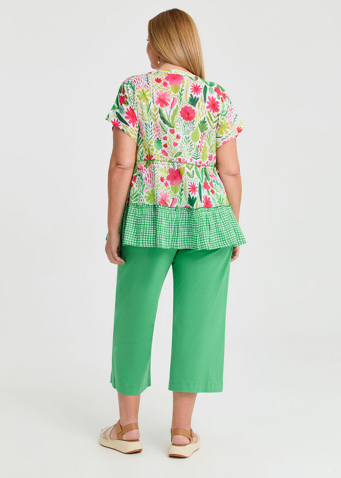 Shop Plus Size Cotton Print Gingham Tiered Top, Multi | Taking Shape AU
