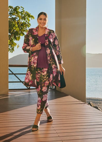 Plus Size Serene Petals Linen Event Pant