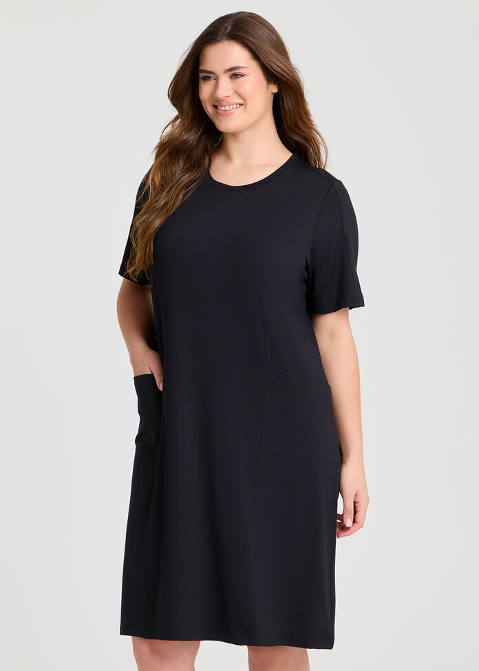 Modal Traveller Pocket Dress, BLACK, hi-res