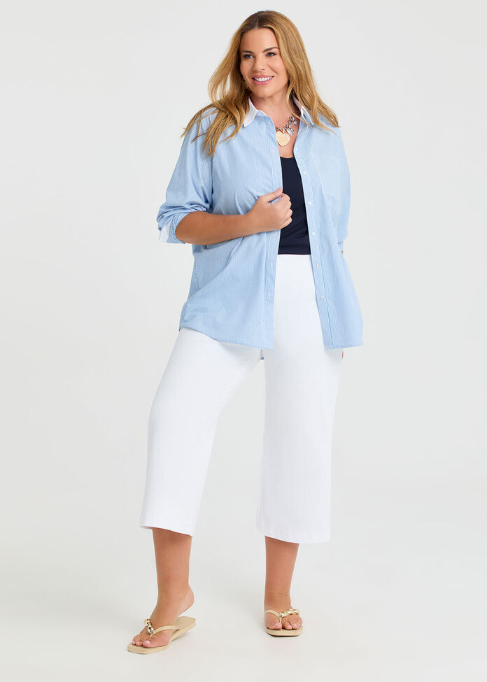 Cotton Poplin Stripe Shirt, , hi-res