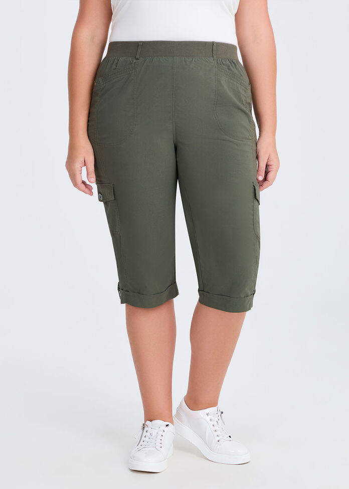 Castaway Rib Cargo Crop Pant, OLIVE, hi-res