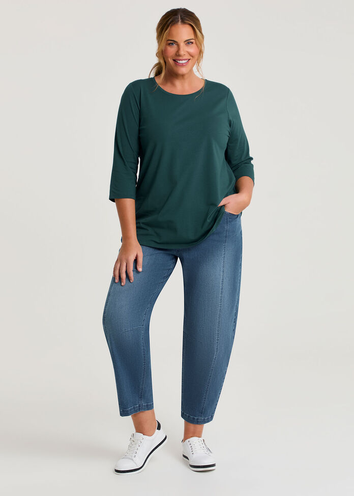 Good Earth Australian Cotton 3/4 Sleeve T-Shirt, , hi-res