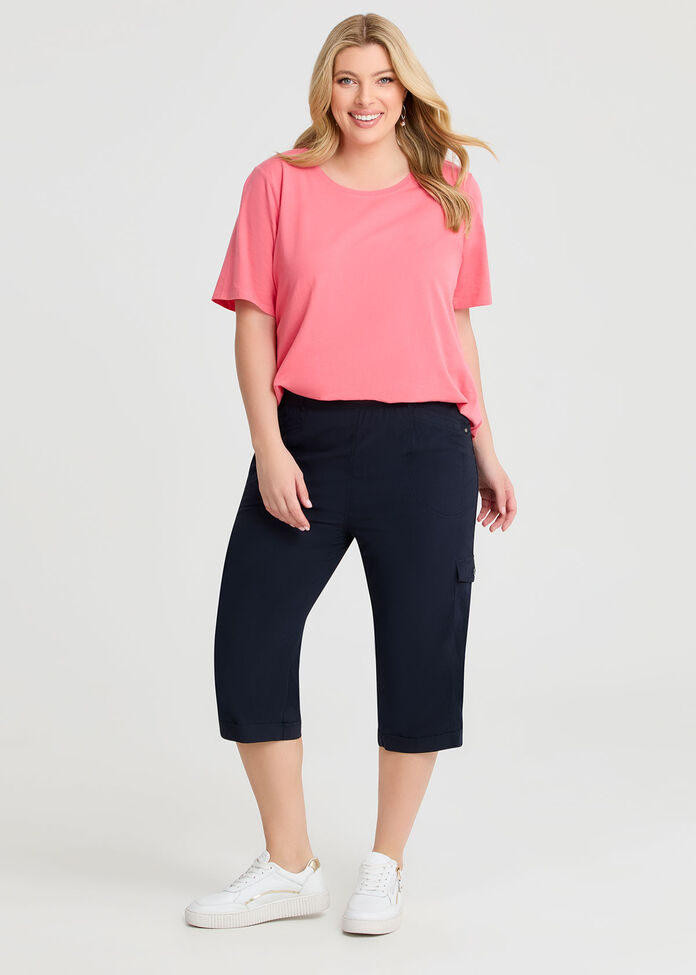 Australian Cotton Crew Neck T-shirt, CORAL SILK, hi-res