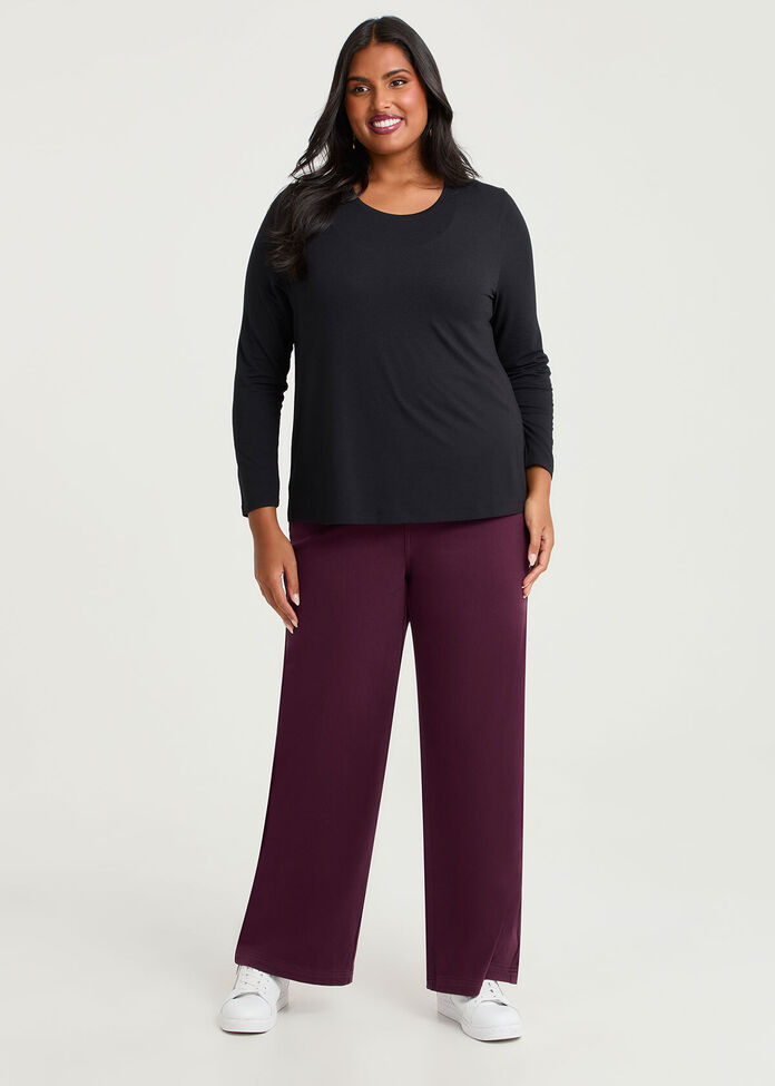 Australian Wool Blend Crew Neck Top, , hi-res