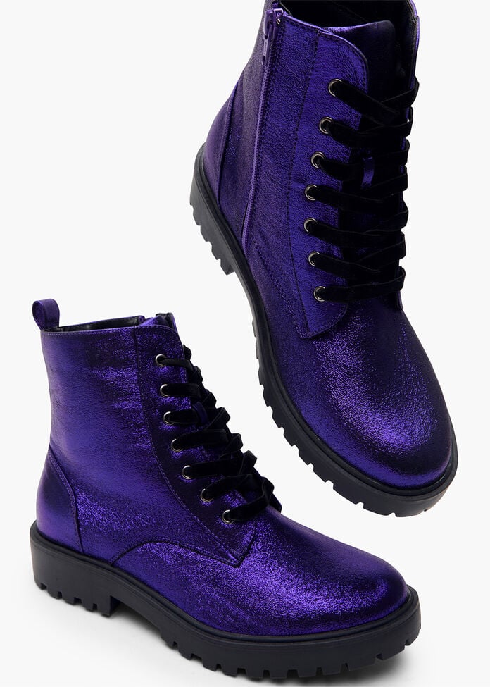 Purple Sparkle Women's Lace Up Boots NZ Taking Shape NZ