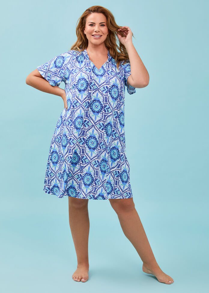 Bamboo Tiles Print Nightie, , hi-res