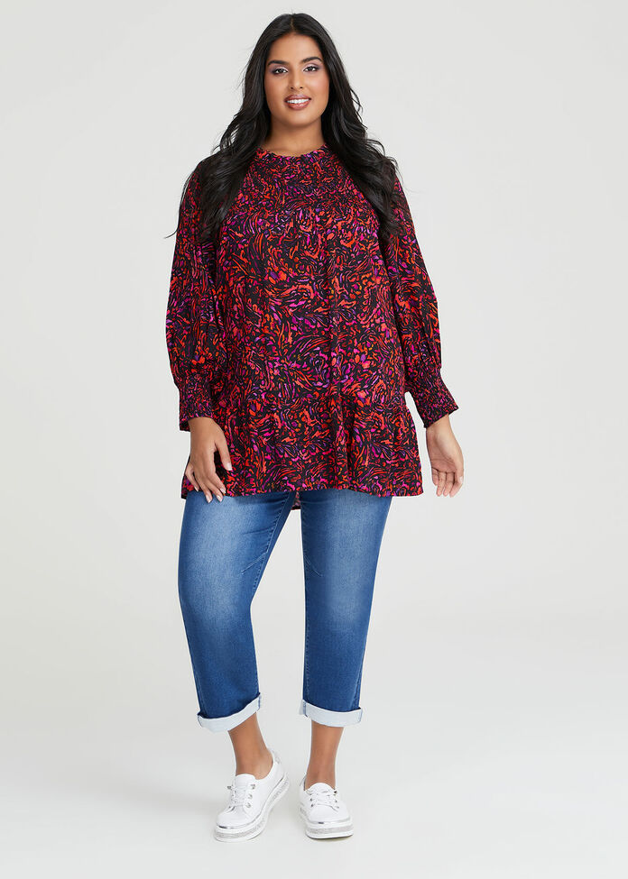Shop Plus Size Natural Abstract Print Tunic in Multi | Taking Shape AU