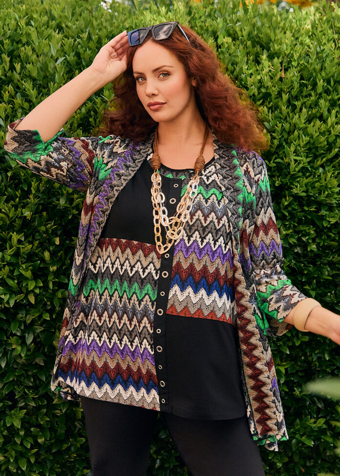 Chevron Lace Natural Spliced Tunic, , hi-res