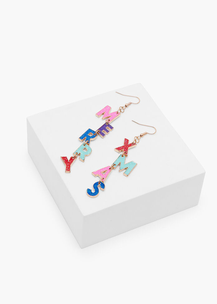 Merry Christmas Earrings, , hi-res