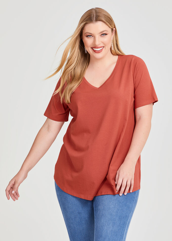 Australian Cotton V-neck T-Shirt, , hi-res