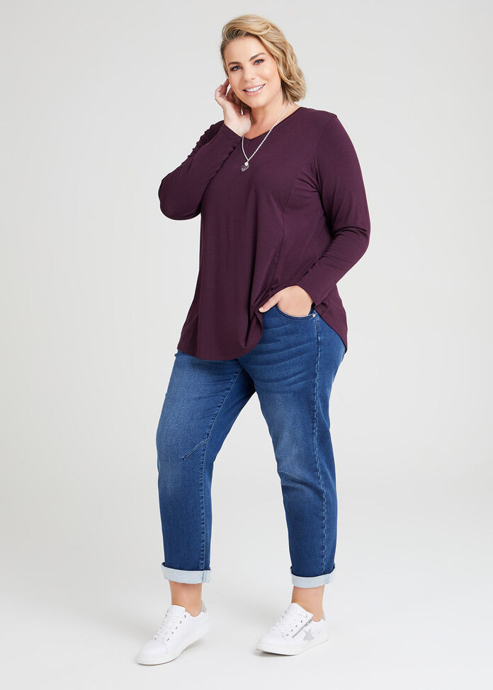 Wool Bamboo V-neck Top, , hi-res