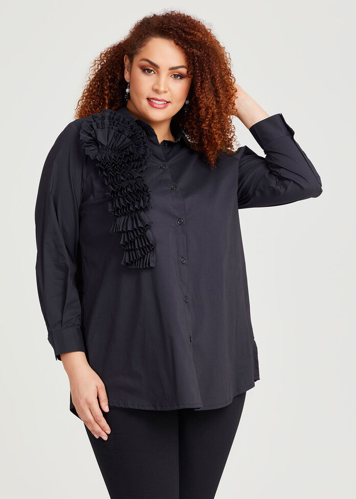 Cotton Rosette Shirt, , hi-res