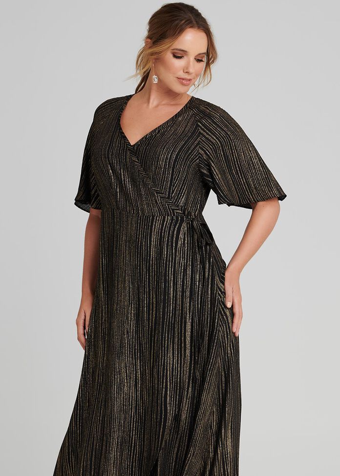 Linear Wrap Dress, , hi-res