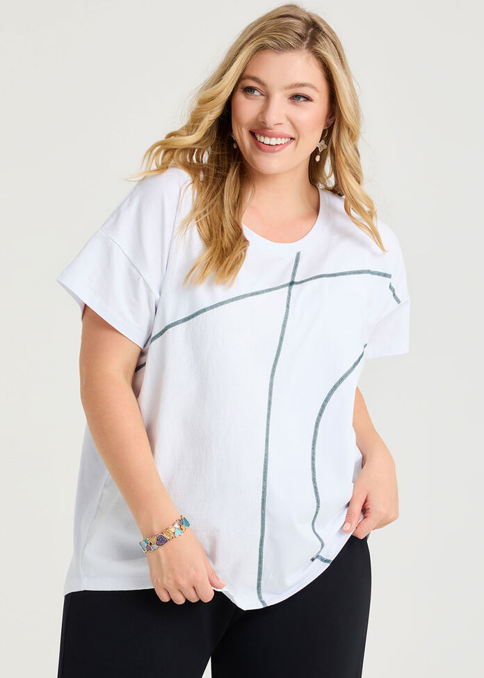 Cotton Contrast Stitch Tshirt, , hi-res