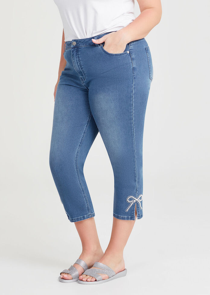 Bow Detail Crop Denim Jean, , hi-res