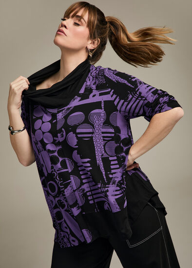 Plus Size Natural Priya Splice Print Top