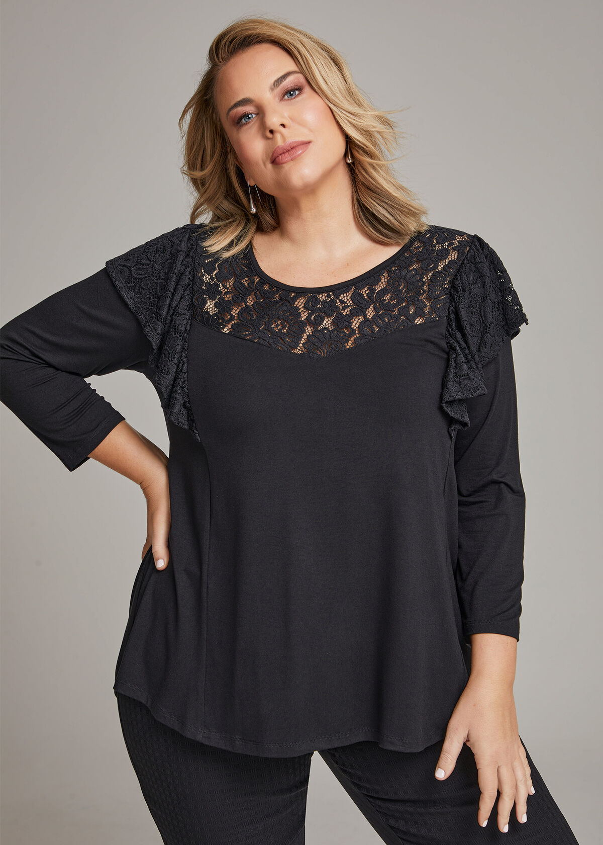 Plus size black evening tops hotsell