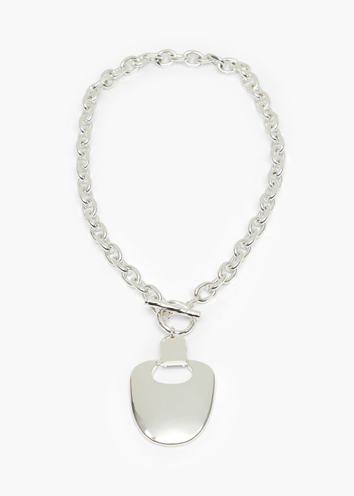 Metal Plate Short Necklace, , hi-res