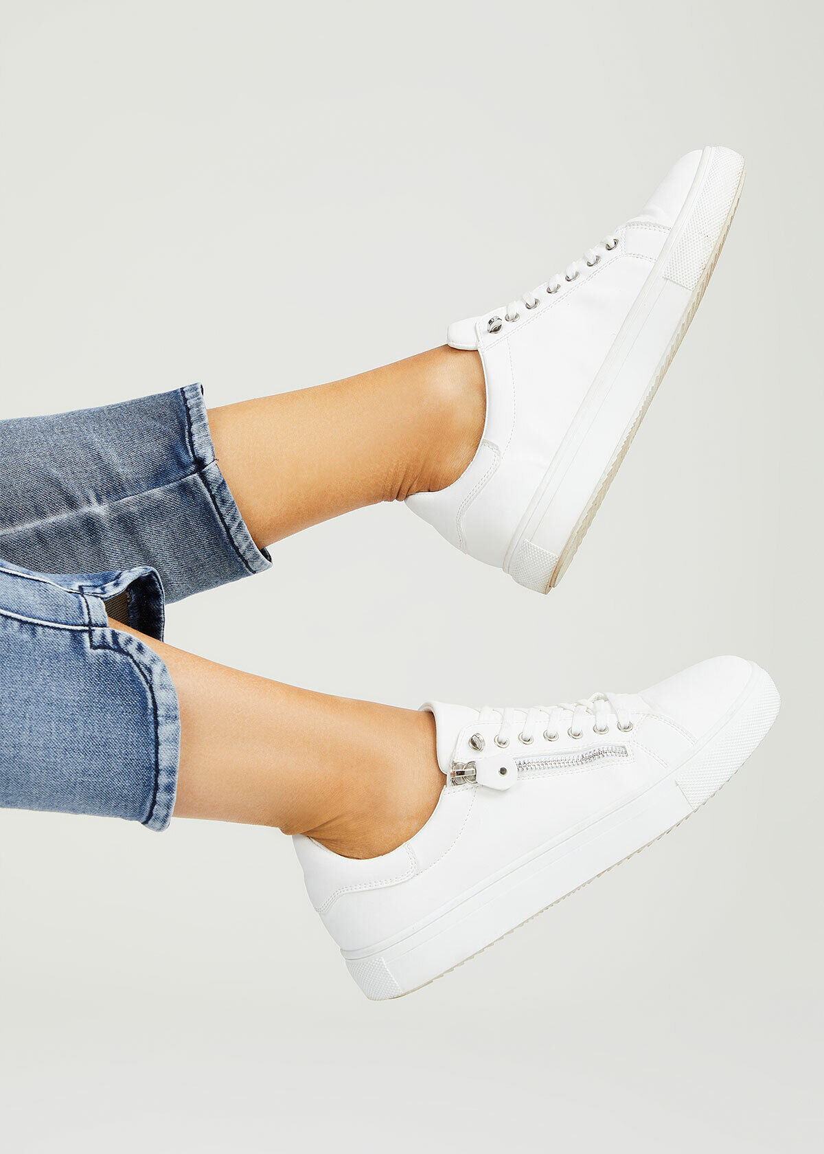 Shop White Side Zip Sneaker Comfortable Shoes Taking Shape AU