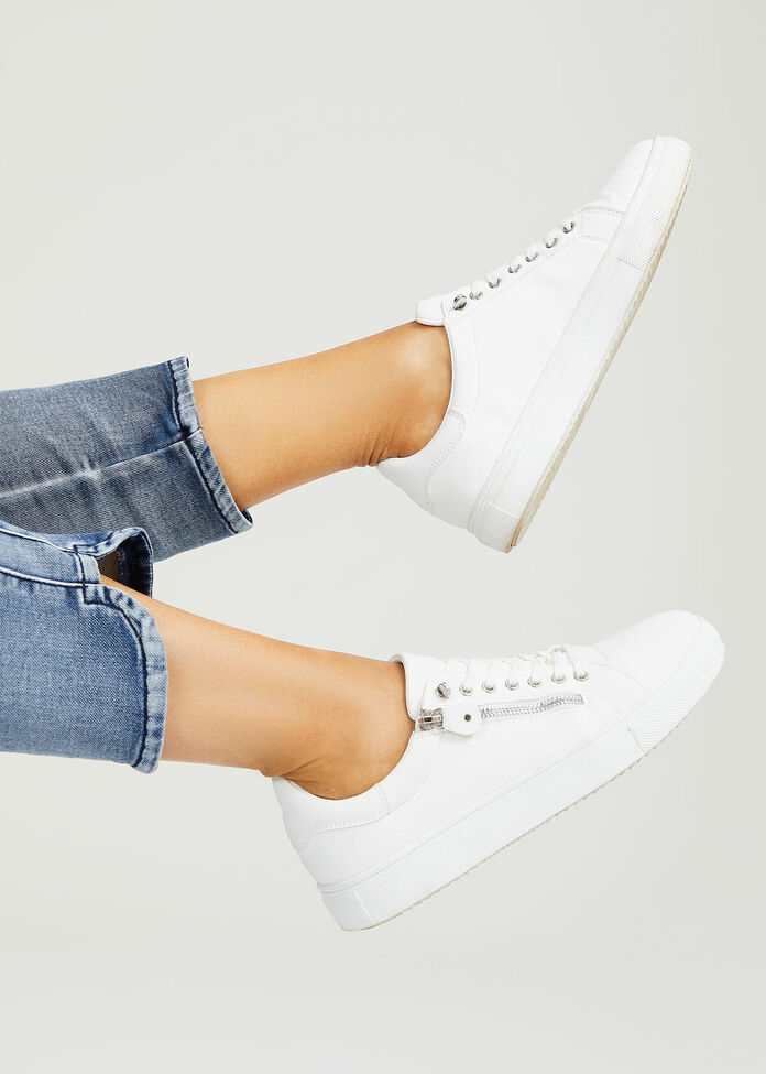 White Side Zip Sneaker, , hi-res