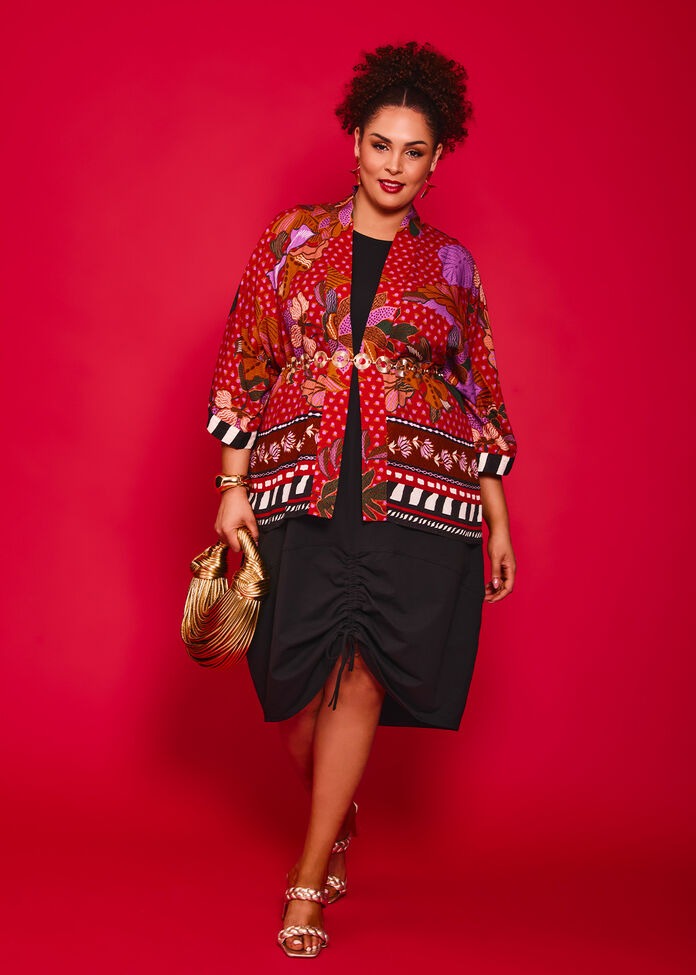 Natural Nova Abstract Kimono, , hi-res