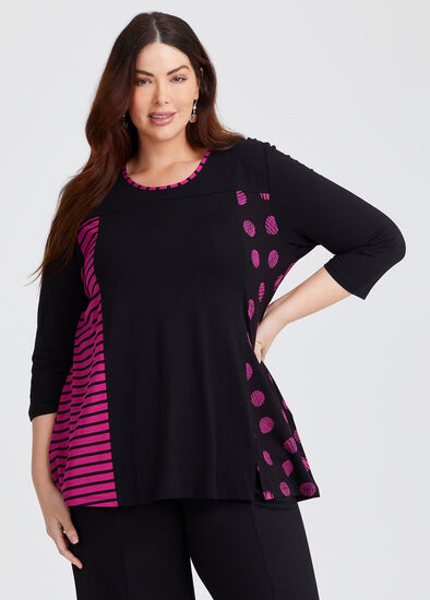 Plus Size Natural Eden Stripe Spot Top