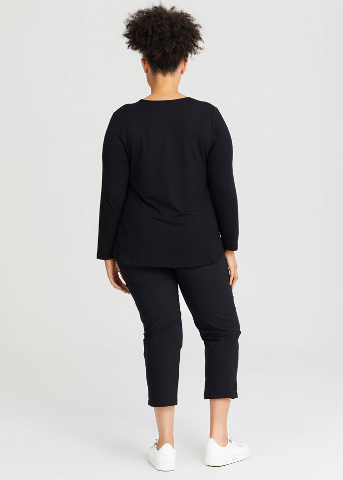 Shop Plus Size Natural Everyday V-neck Long Sleeve Top, Black | Taking ...