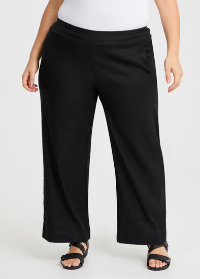Plus Size Petite Stretch Linen Bea Wide Pant