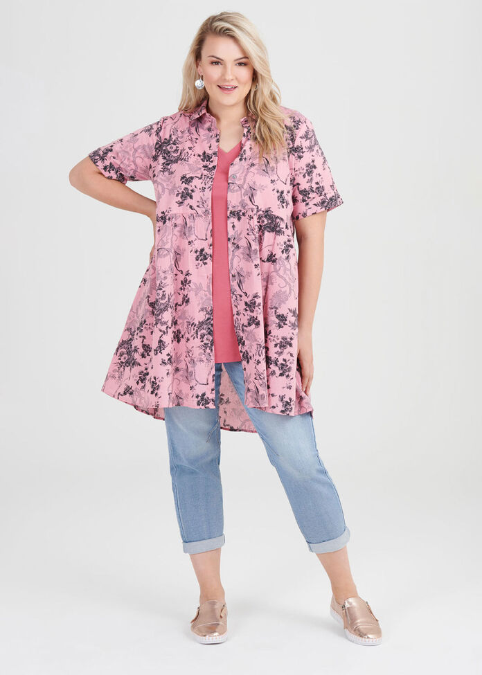 Cotton Floral Shadow Shirt, , hi-res
