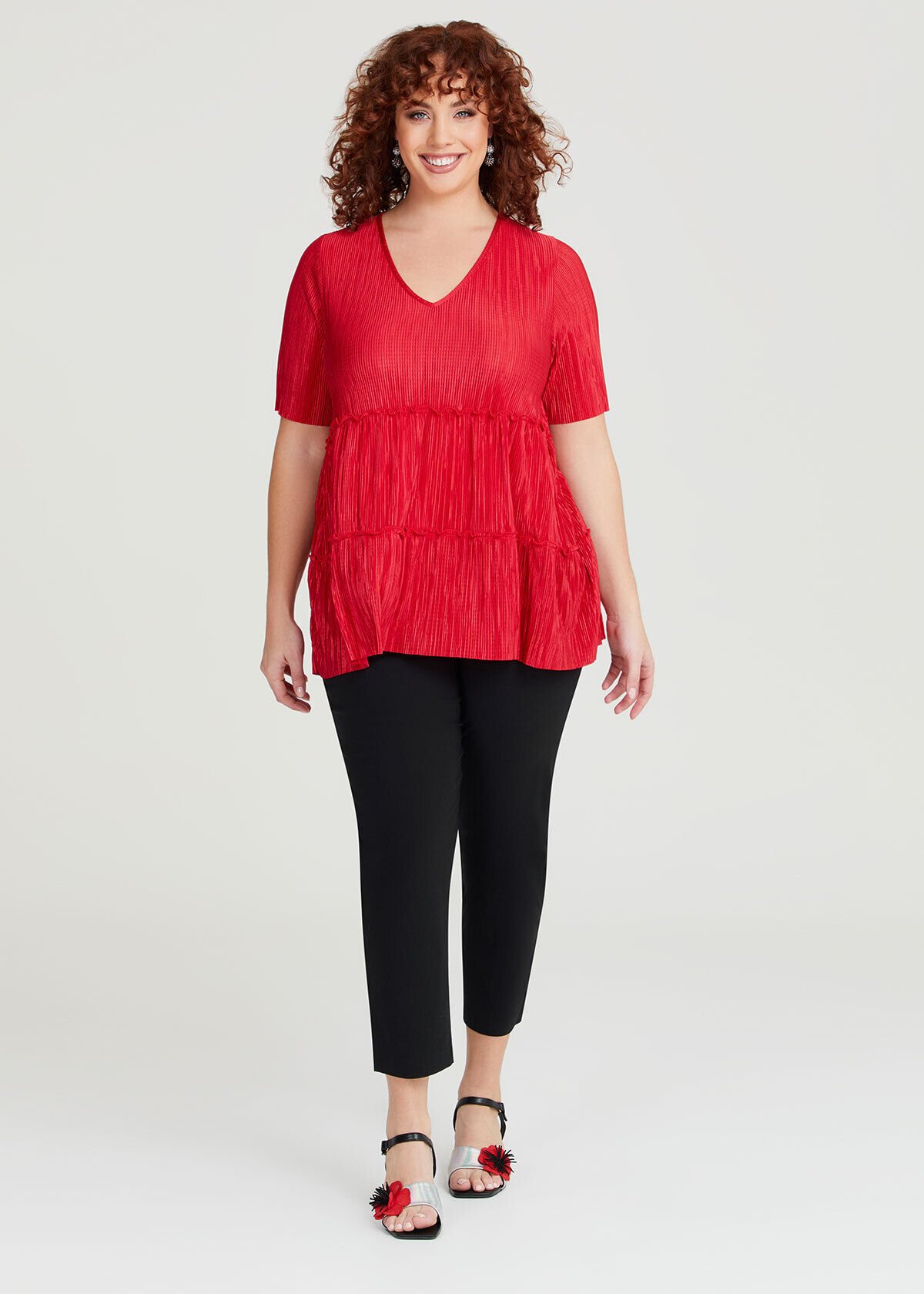 Plus size red party tops sale