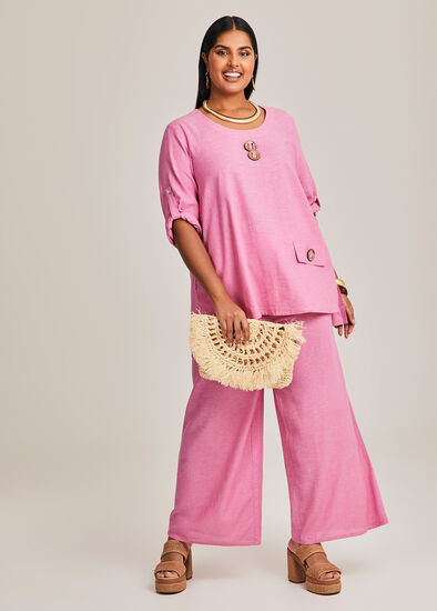 Plus Size Linen Bamboo Wide Leg Pant