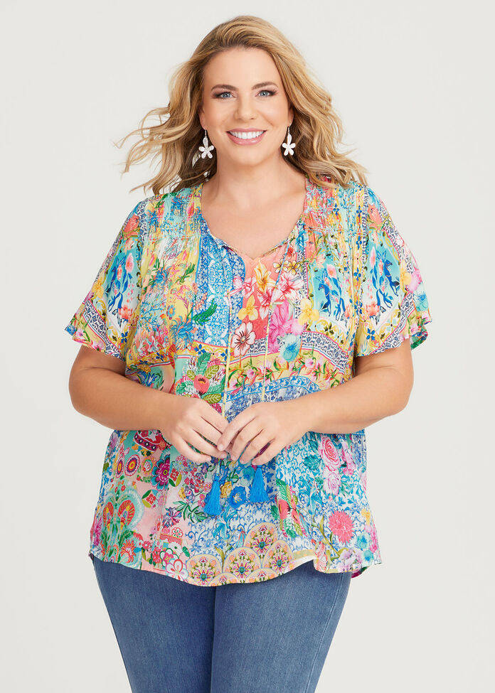 Shop Plus Size Natural Sintra Floaty Top in Multi | Taking Shape AU