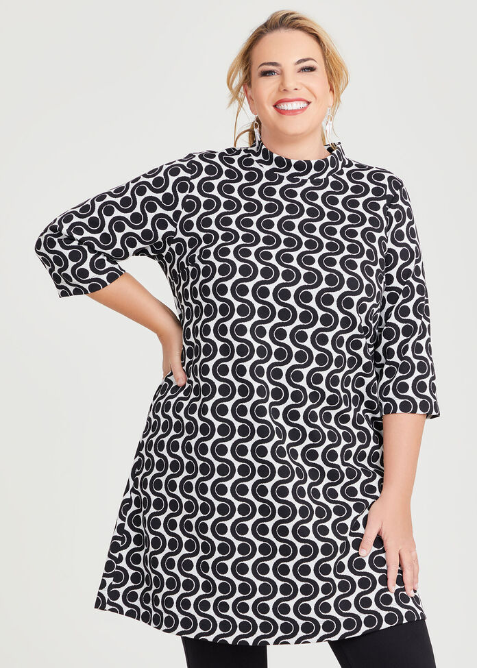 Shop Plus Size Stretch Geo Pull On Dress in Black | Taking Shape NZ
