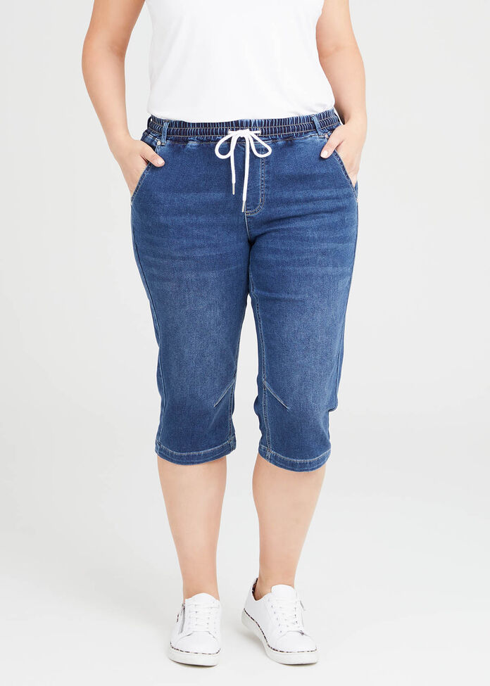 The Easy Fit Crop Denim Jogger, , hi-res