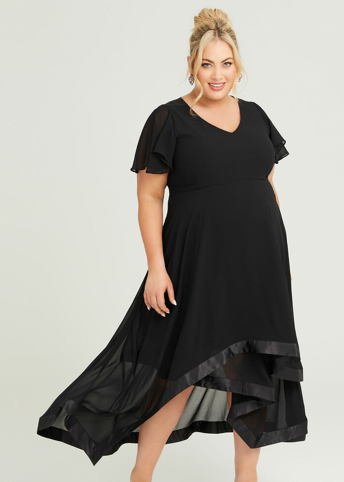 Shop Derby Chiffon Hi-lo Maxi Dress in Black, Sizes 12-30 | Taking Shape AU