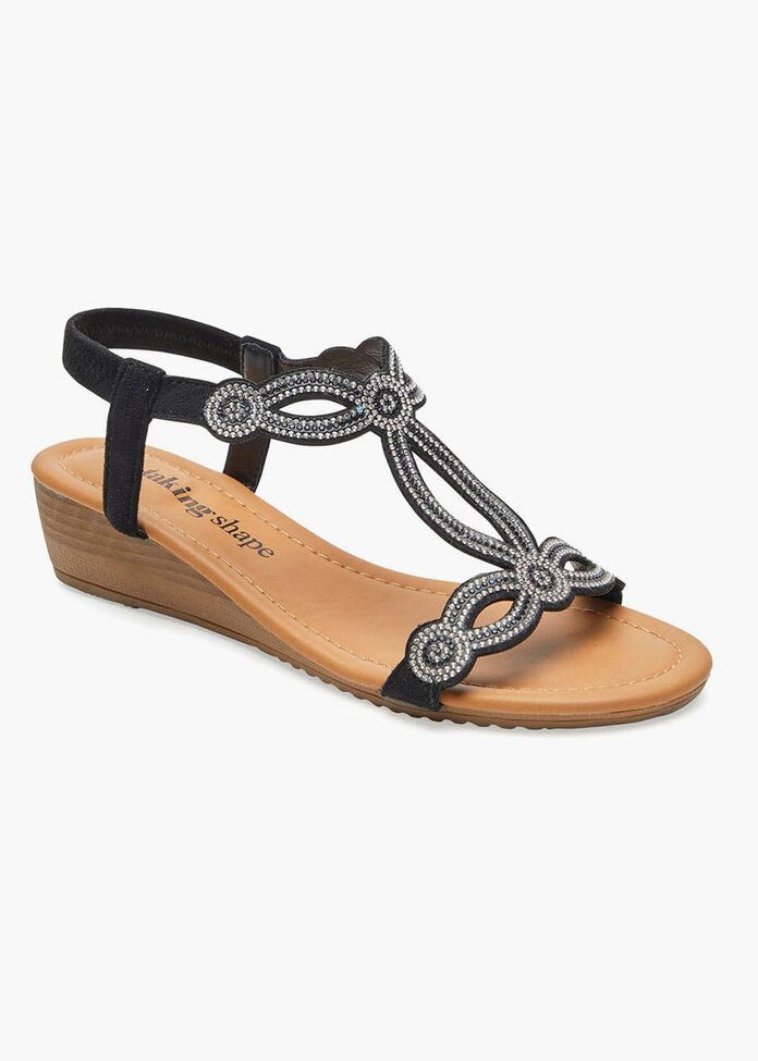Bling Strappy Wedge Sandal, , hi-res