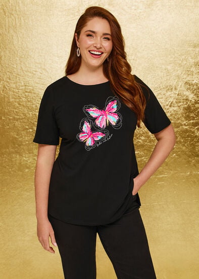Plus Size Natural Christmas Glitter Bug Tee