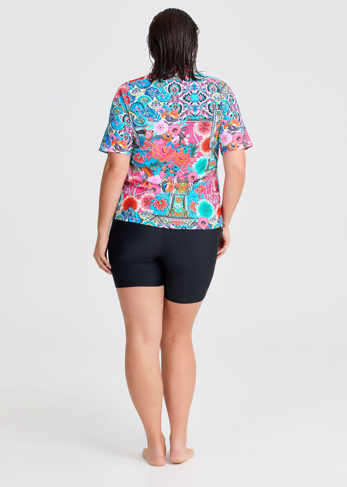 Shop Plus Size Botanica Ruched Zip Rash Vest, Multi | Taking Shape AU