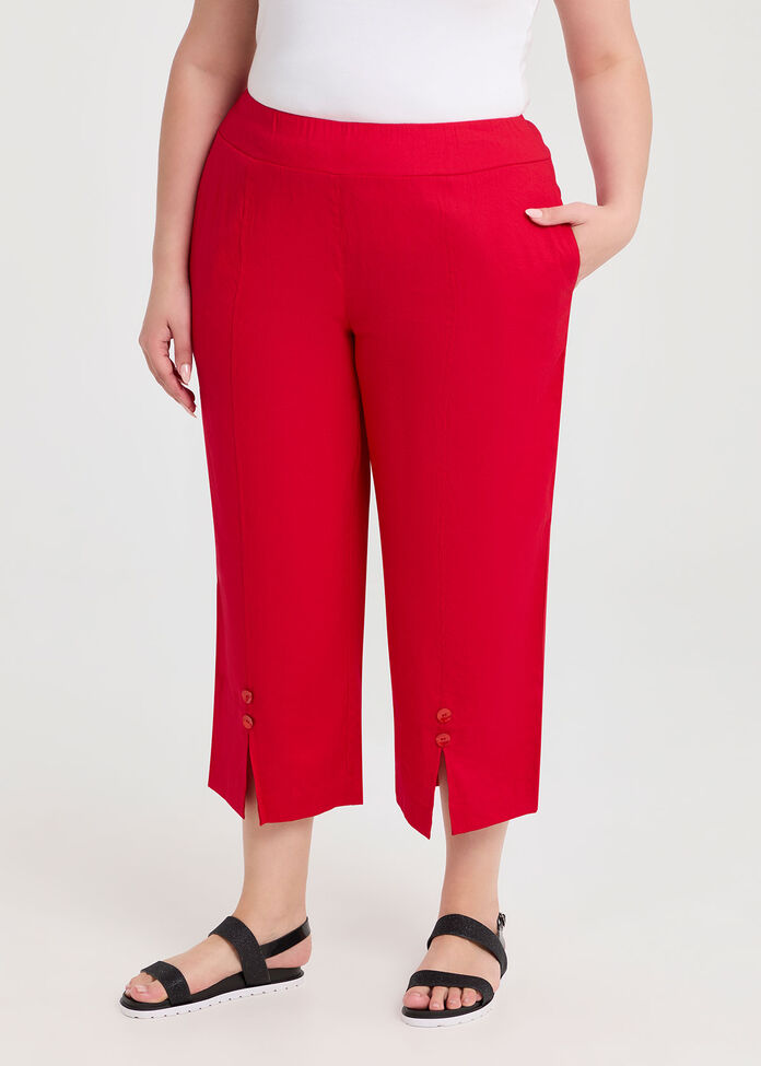 Stretch Linen Ayanna Crop Pant, , hi-res