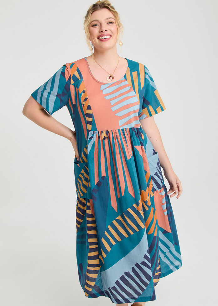 Cotton Pocket Midi Dress, , hi-res