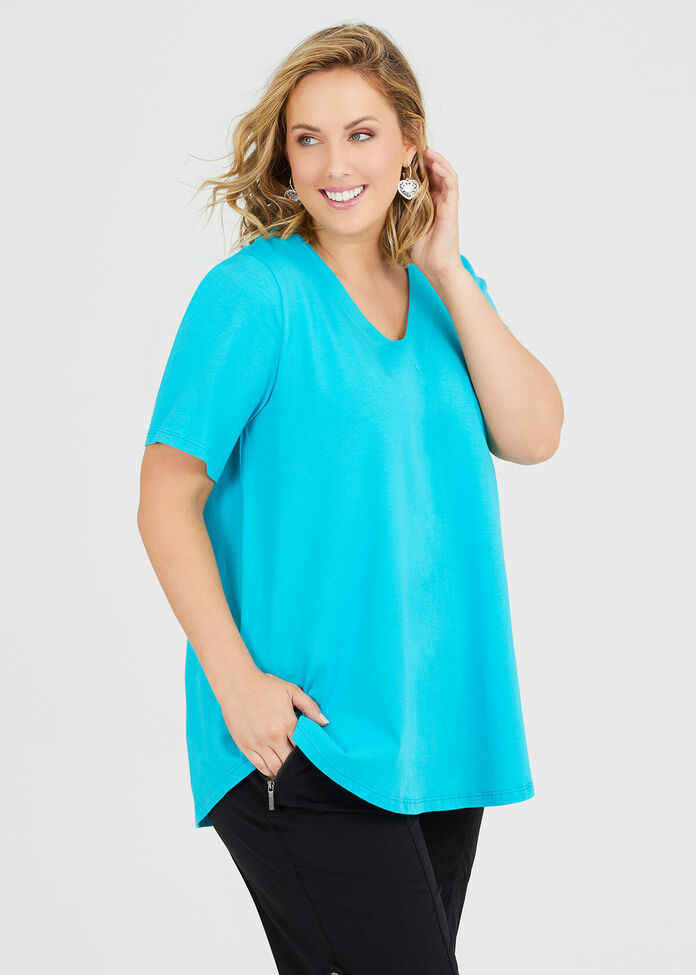Organic V-neck Swing Basic Tee, , hi-res